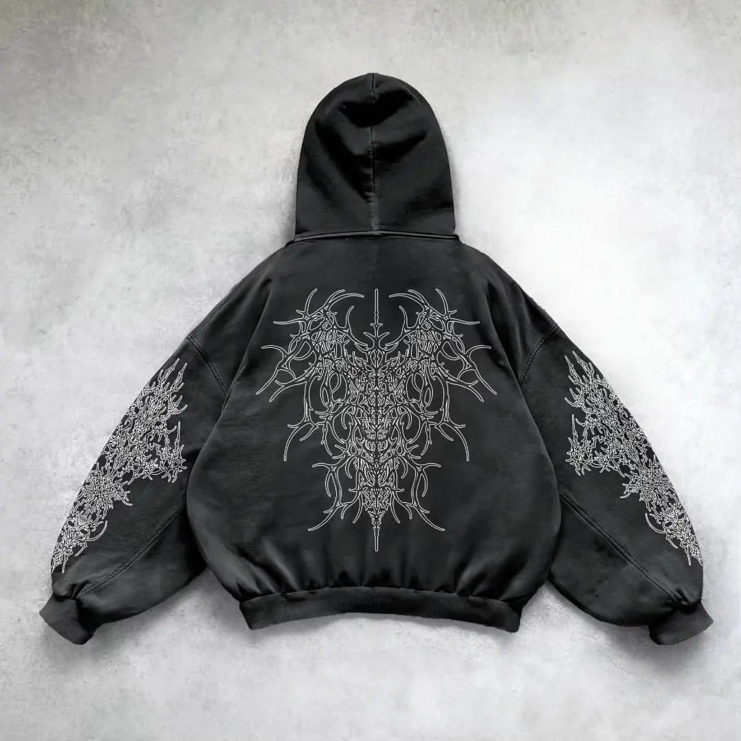 gothic print washable hoodie Man New